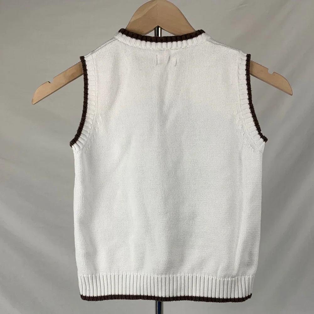 The Children's Place White and Green Argyle Vest Kids Size 5/6 Preppy Fall